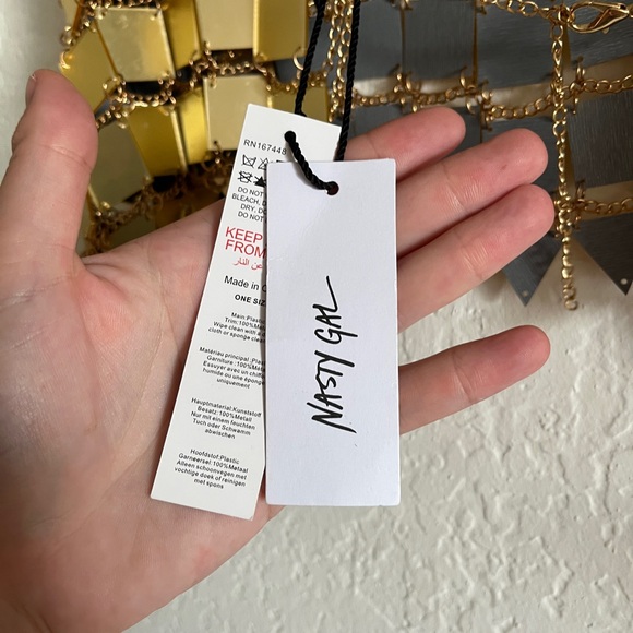 Gold square chain mail Nastygal tank top — perfect for festivals! New with tags - Picture 7 of 12